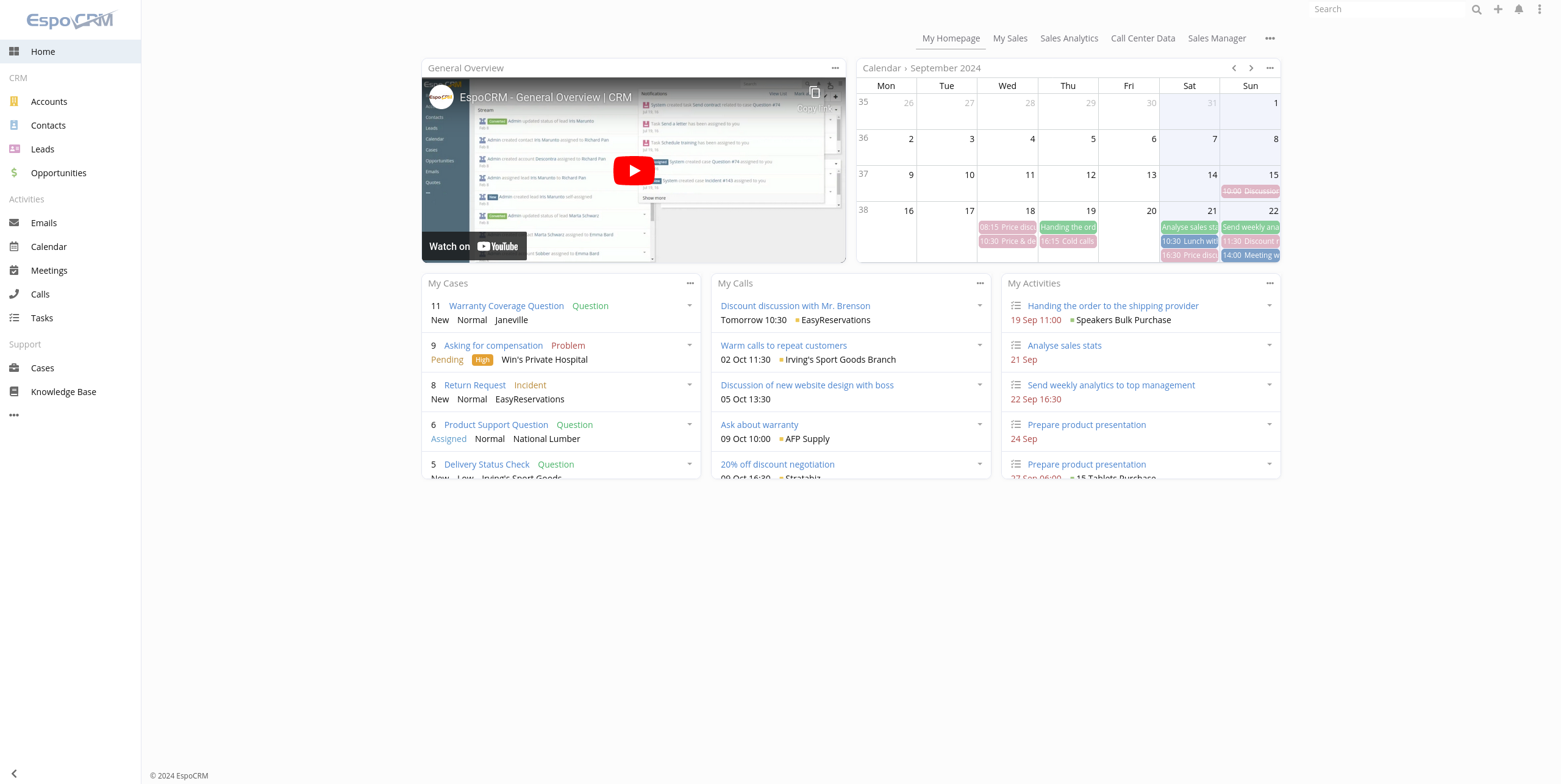 EspoCRM Dashboard